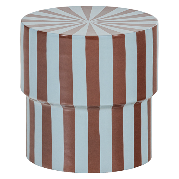 Image de OLIA TABLE D' APPOINT MÉTAL HAUT BRILLANT RAYURES BRUN/BLEU