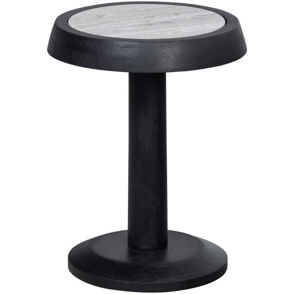 Image of NANNE SIDETABLE MANGO WOOD BLACK WITH MARBLE TOP
