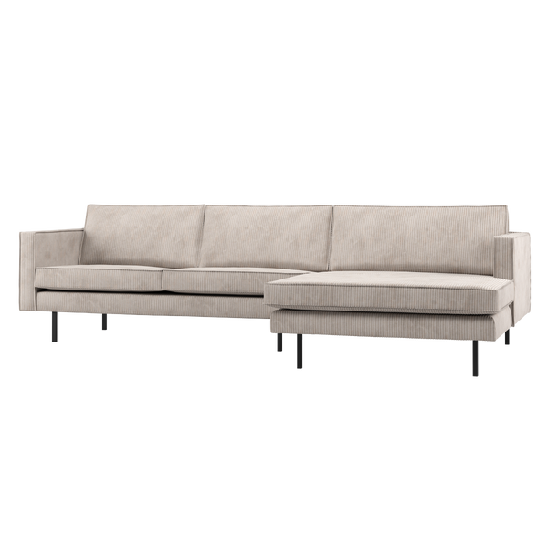 Image of RODEO CHAISE LONGUE SOFA RIGHT RIBSTOF ECRU