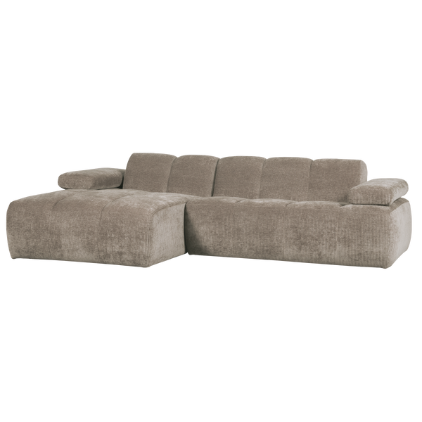 Image de MOJO CHAISE LONGUE CANAPE GAUCHE TISSU CÔTELÉ SABLE FONCÉ