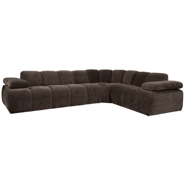 Image of MOJO CORNER SOFA RIGHT WOVEN RIB FABRIC BROWN