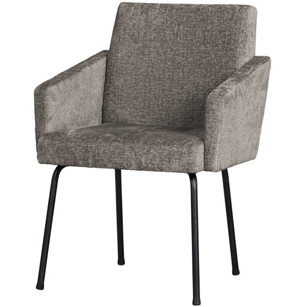 Image of MOUNT DINING CHAIR WITH ARMREST COARSE WOVEN FABRIC TAUPE