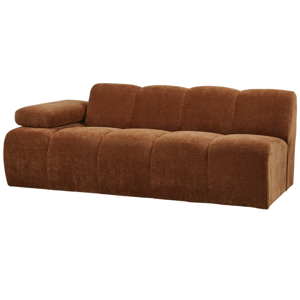 Image of MOJO 2-SEATER WITH ARM LEFT WOVEN RIB FABRIC RUST BROWN