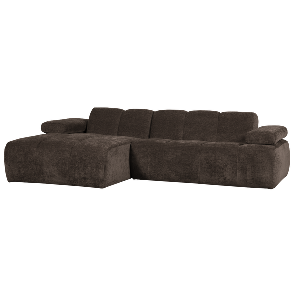 Bild von MOJO CHAISELONGUE SOFA LINKS GERIPPTER WEBSTOFF BRAUN
