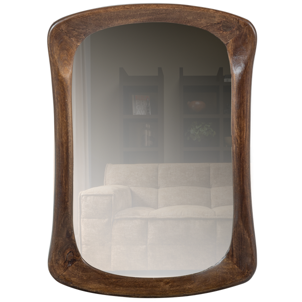 Image of GLITTERING MIRROR WITH WOODEN FRAME WALNUT