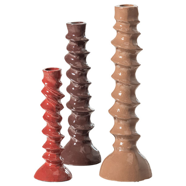 Image de BEXI BOUGEOIR METÁL MARRON/ROUGE - SET DE 3