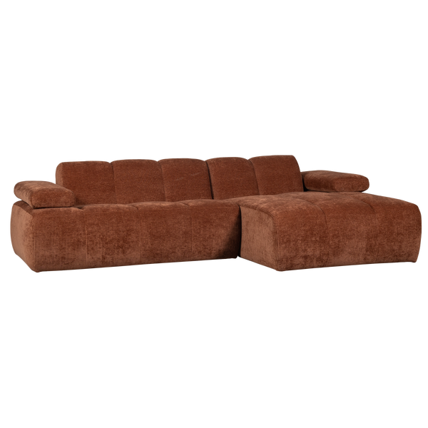 Image de MOJO CHAISE LONGUE CANAPE DROITE TISSU CÔTELÉ BRUN ROUILLE