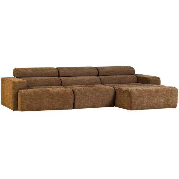 Image of NOVI CHAISE LONGUE SOFA RIGHT CARAMEL BROWN MELANGE