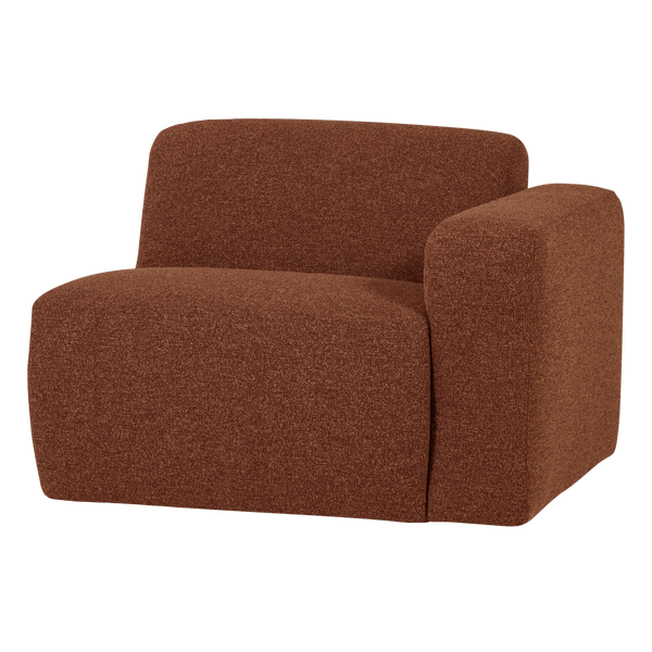 Image of MOJO BASE 1-SEATER ELEMENT ARM RIGHT BOUCLÉ RUST BROWN [fsc]