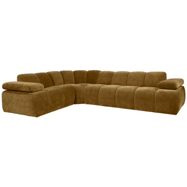 Image of MOJO CORNER SOFA LEFT WOVEN RIB FABRIC HONEY YELLOW