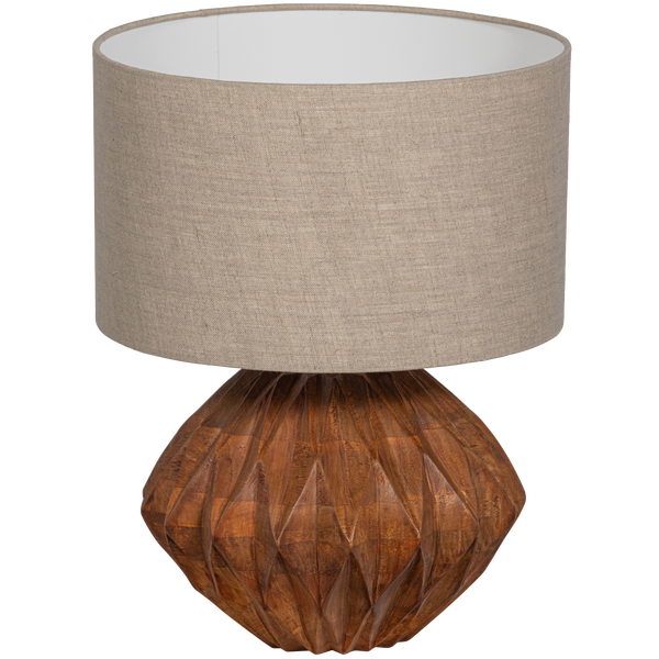 Image of TORIN TABLE LAMP CARVED NATURAL