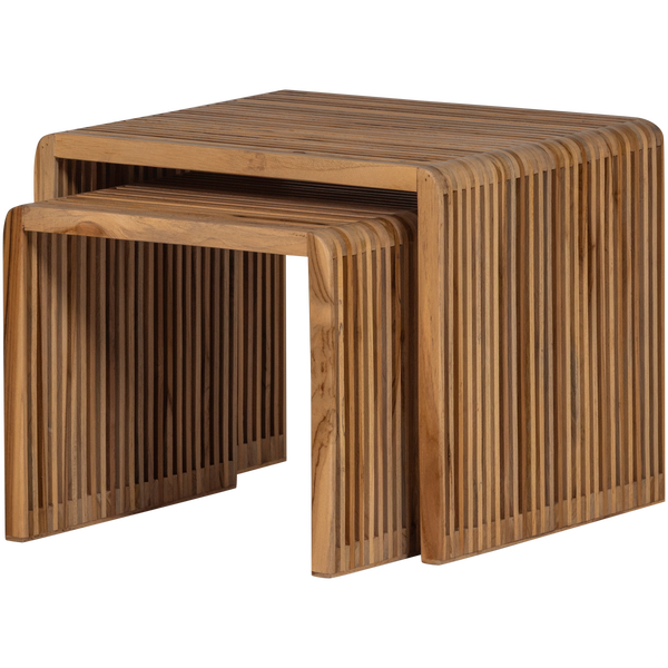 Image of JASMIJN SIDETABLES RECYCLED TEAK NATURAL - SET OF 2