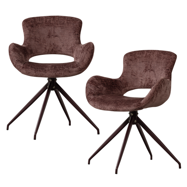 Afbeelding van ELIVA EETKAMERSTOEL STRUCTURE VELVET PAARS - SET VAN 2