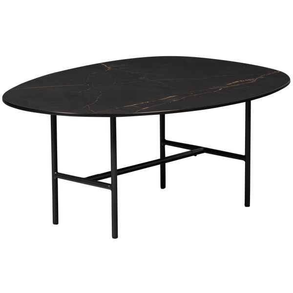 Image of VAJEN COFFEE TABLE WITH MARBLE LOOK TABLETOP BLACK 80x60C