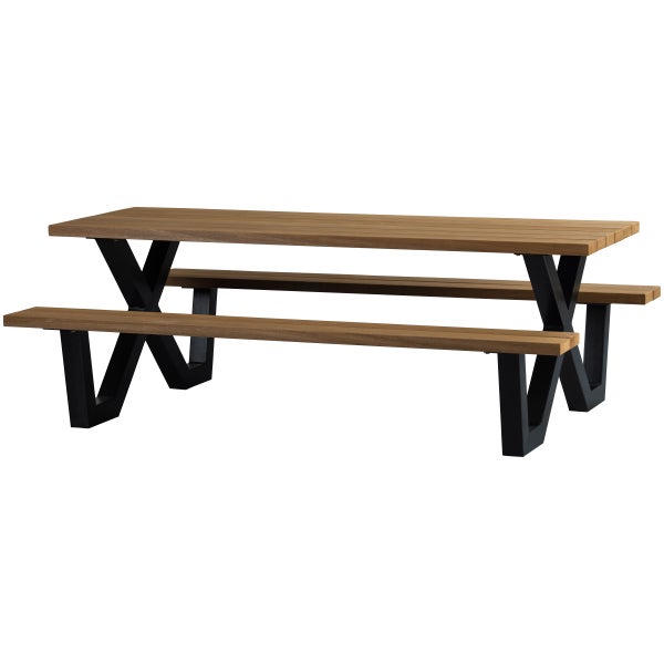 Image of TABLO OUTDOOR PICKNICK TABLE AYOUS NATURAL X-POOT METAL[fsc]