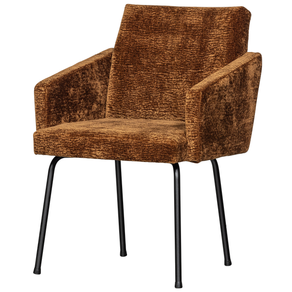 Image of MOUNT DINING CHAIR WITH ARMREST 3D CHENILLE MID BROWN