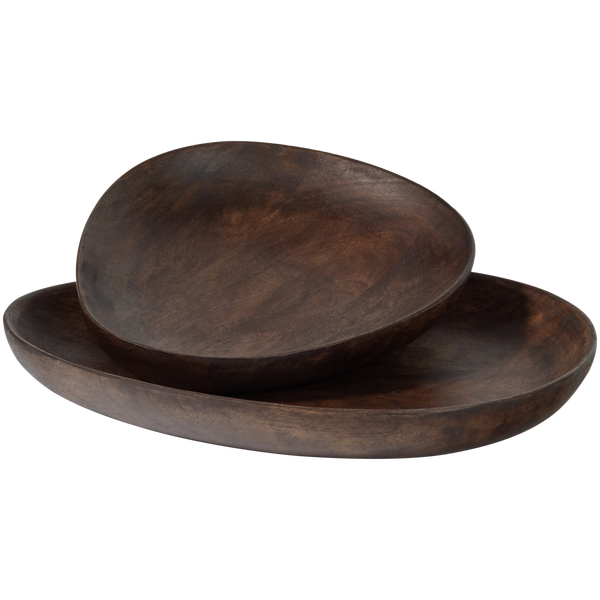 Image of SEVRAN SERVING TRAY MANGO WOOD BROWN - SET OF 2
