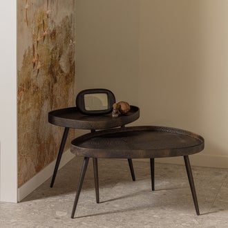 Image of SET OF 2 - CRUDE SIDETABLES ANTIQUE BRONZE