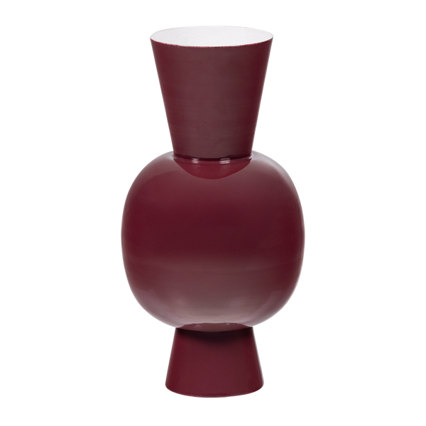 Bild von AURI VASE 38X20 CM METALL HOCHGLANZ WEINROT