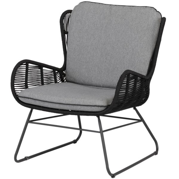 Image of GRACE LOUNGE CHAIR GARDEN ANTHRACITE STEEL/ROPE