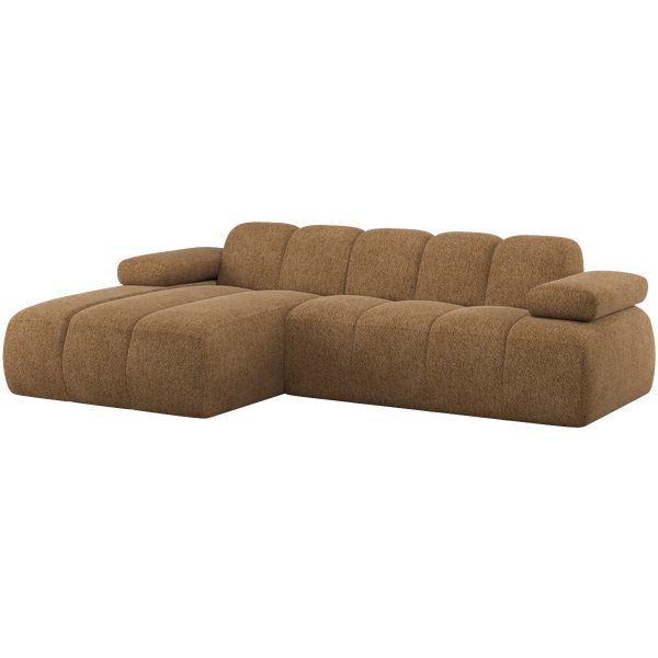 Image of MOJO CHAISE LONGUE SOFA LEFT WOOLLY HONINGGEEL