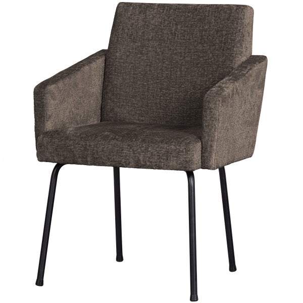 Image of MOUNT DINING CHAIR WITH ARMREST COARSE WOVEN GREY/BROWN