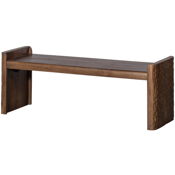 Image of PROP BENCH WITH WORKED WOOD LEH WARM BROWN
