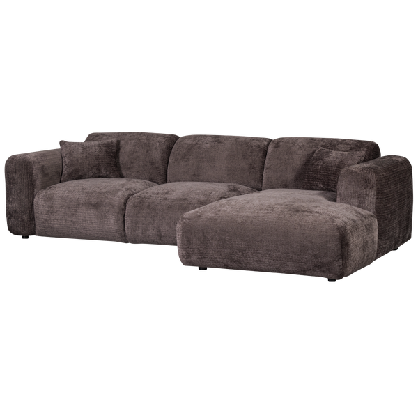 Afbeelding van CLOUD CHAISE LONGUE RECHTS GEWEVEN CHENILLE WARM BRUIN