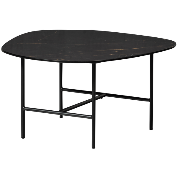 Image of VAJEN COFFEE TABLE WITH MARBLE LOOK TABLETOP BLACK 70x70CM