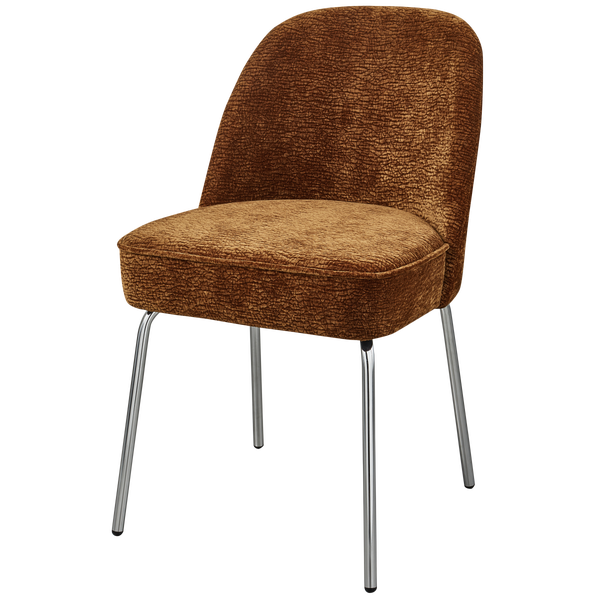 Image of VOGUE DINING CHAIR 3D CHENILLE MID BROWN CHROME LEG