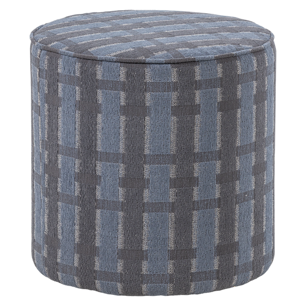 Image de SARLI POUF HAUT DESSIN À CARREAUX CHENILLE GRIS/BLEU [fsc]