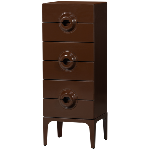 Image of MERGE DRESSER 6 DRAWERS WOOD BROWN/RED