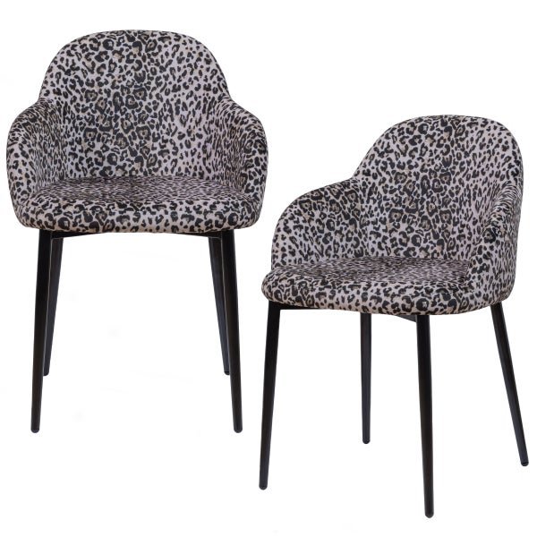 Image of SET OF 2 - NOORTJE DINING CHAIR PANTHER PRINT
