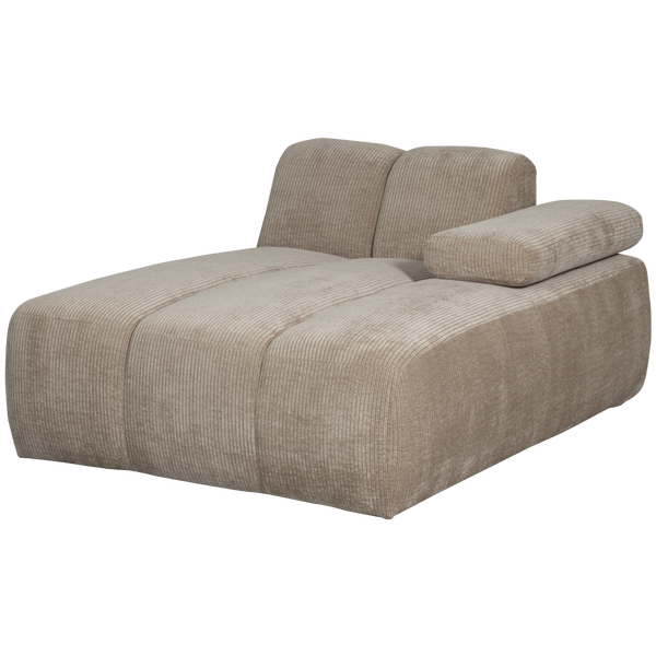 Afbeelding van MOJO CHAISE LONGUE ELEMENT RECHTS GEWEVEN RIBSTOF DONKERZAND