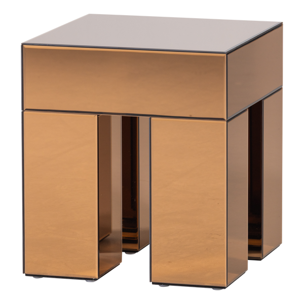 Bild von MIRROX BEISTELLTISCH HOLZ SPIEGELGLAS BRAUN [fsc]