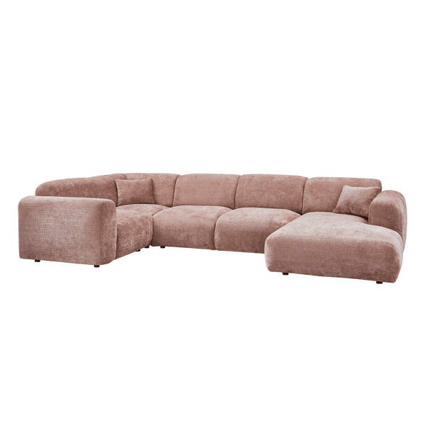 Afbeelding van CLOUD HOEKBANK LINKS CHENILLE TAUPE/ROZE [fsc]