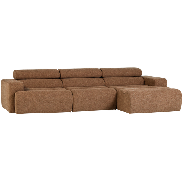 Image of NOVI CHAISE LONGUE SOFA RIGHT BOUCLÉ CARAMEL BROWN