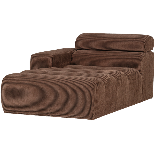 Image of NOVI CHAISE LONGUE ELEMENT ARM LEFT RIB FABRIC MOCHA BROWN