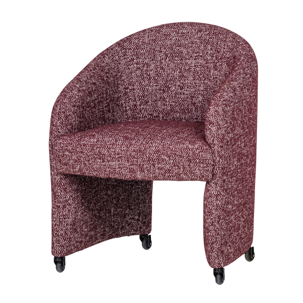 Afbeelding van CORDO EETKAMERSTOEL MET WIELEN MELANGE BORDEAUXROOD [fsc]