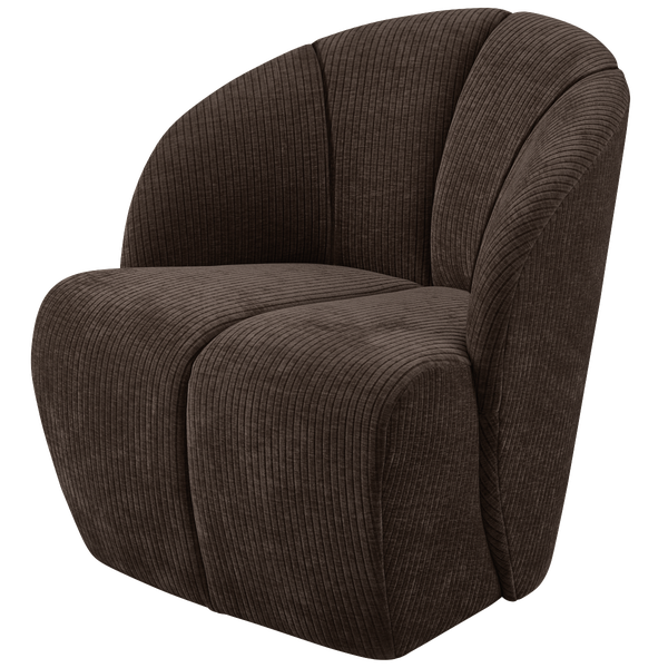 Image of MOJO SWIVEL ARMCHAIR WOVEN RIB FABRIC BROWN