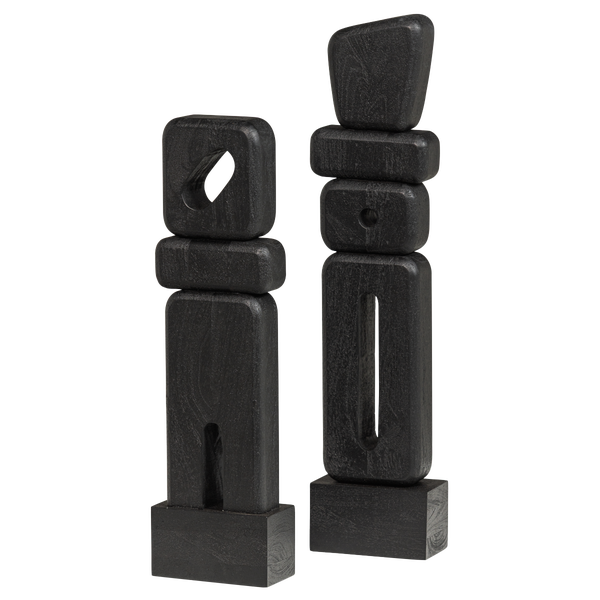 Image of ELON SCULPTURE ORNAMENTS WOOD BROWN - SET OF 2