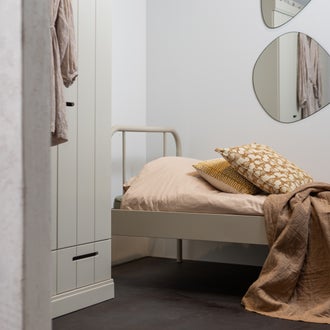 Image of MATA SINGLE BED METAL SAND 90x200CM