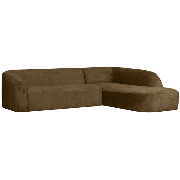 Image of SLOPING CORNER SOFA RIGHT STRUCTURE VELVET BRASS