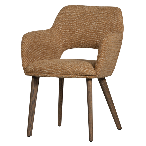 Image of MURAT DINING CHAIR YELLOW WITH WOODEN LEG BROWN