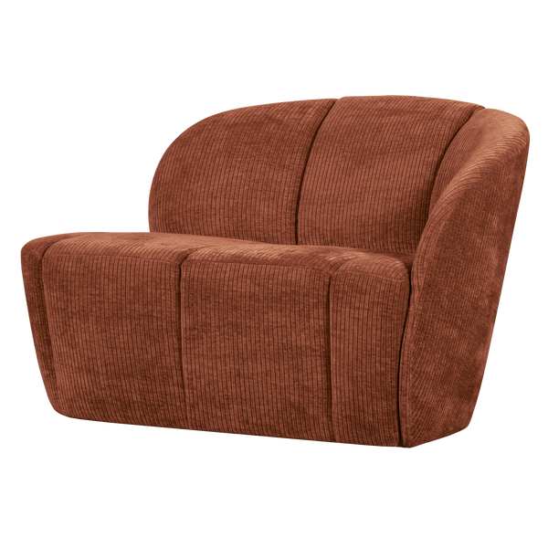 Image of MOJO 2-SEATER BENCH RIGHT WOVEN RIB FABRIC RUST BROWN