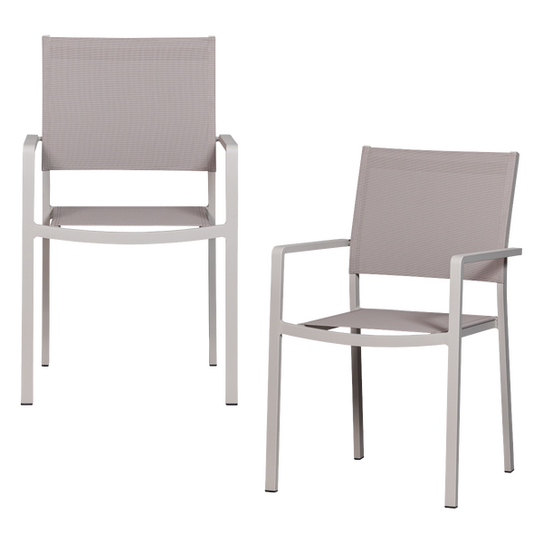 Image de FOWL GARDEN CHAIR ALUMINIUM/TEXTILE SABLE - SET DE 2