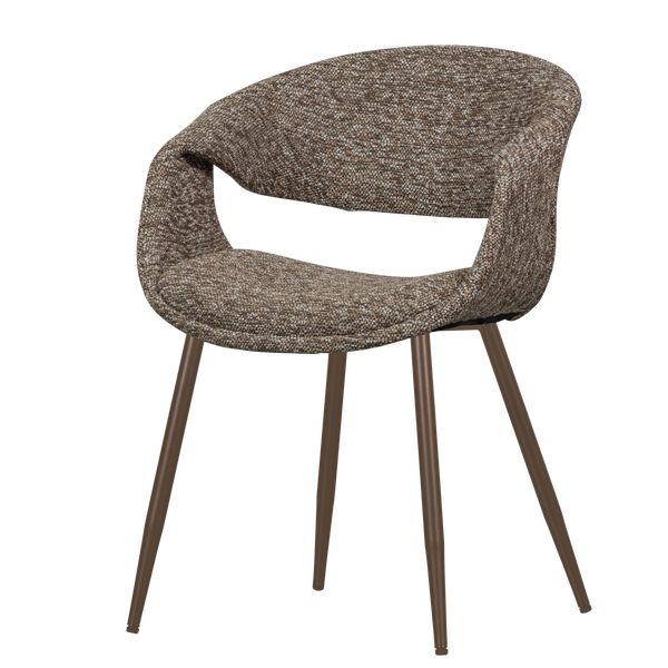 Image of YOSSI DINING CHAIR BROWN WITH METAL LEG COPPER
