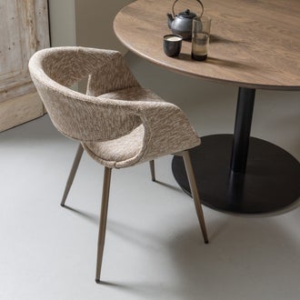 Image of YOSSI DINING CHAIR SAND WITH METAL LEG COPPER