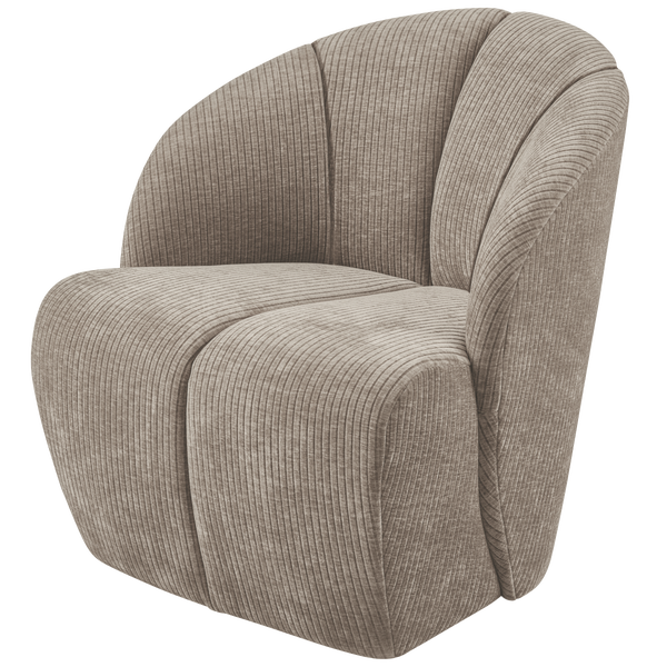 Image of MOJO SWIVEL ARMCHAIR WOVEN RIB FABRIC DARK SAND