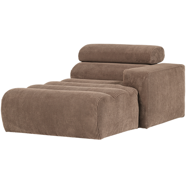 Image of NOVI CHAISE LONGUE ELEMENT ARM RIGHT RIB FABRIC TAUPE